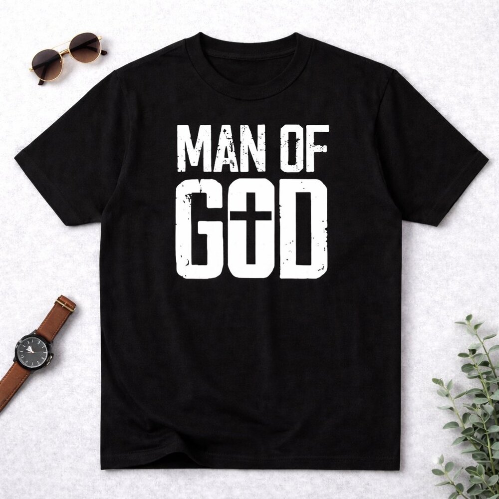 Man Of God Cross Graphic Tee | Bold Christian Faith Shirt
